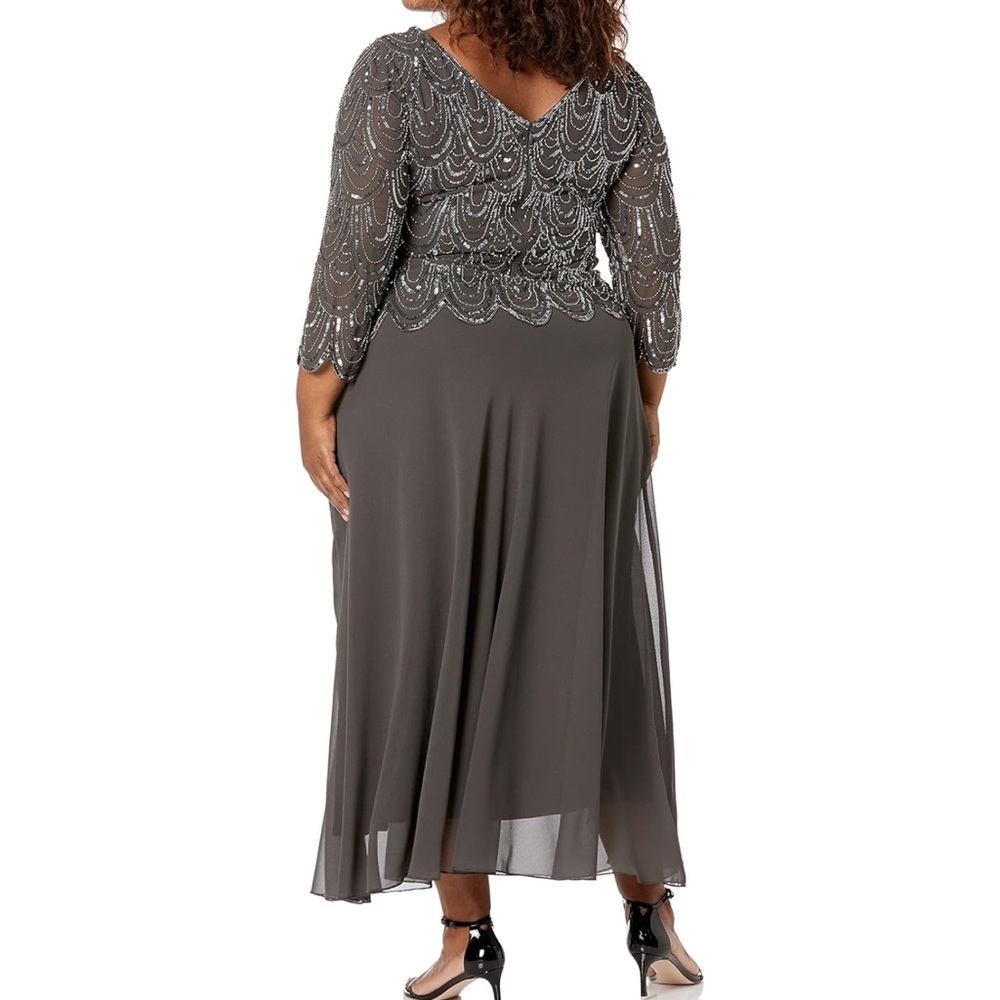 J Kara Charcoal Beaded Maxi Dress